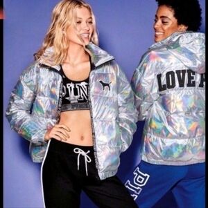 NWT PINK VICTORIES SECRET RARE FASHION SHOW Holographic Jacket